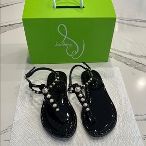 Sam Edelman Girls Gigi Pearl Black Patent Sandals Size 3